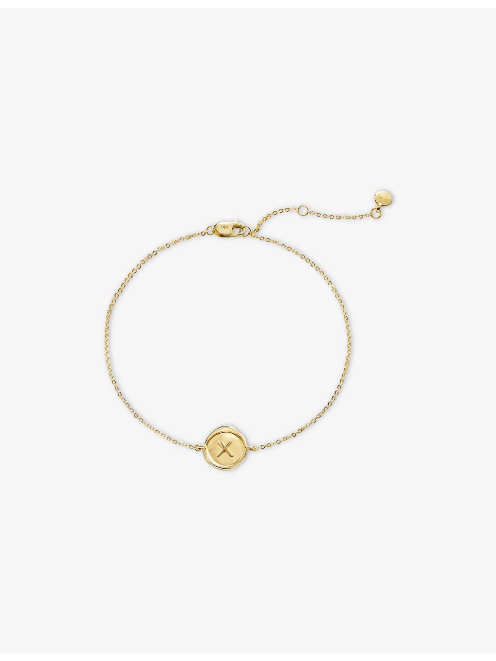Monica Vinader Mini Initial X 14ct gold chain bracelet 16-19cm (British brand)