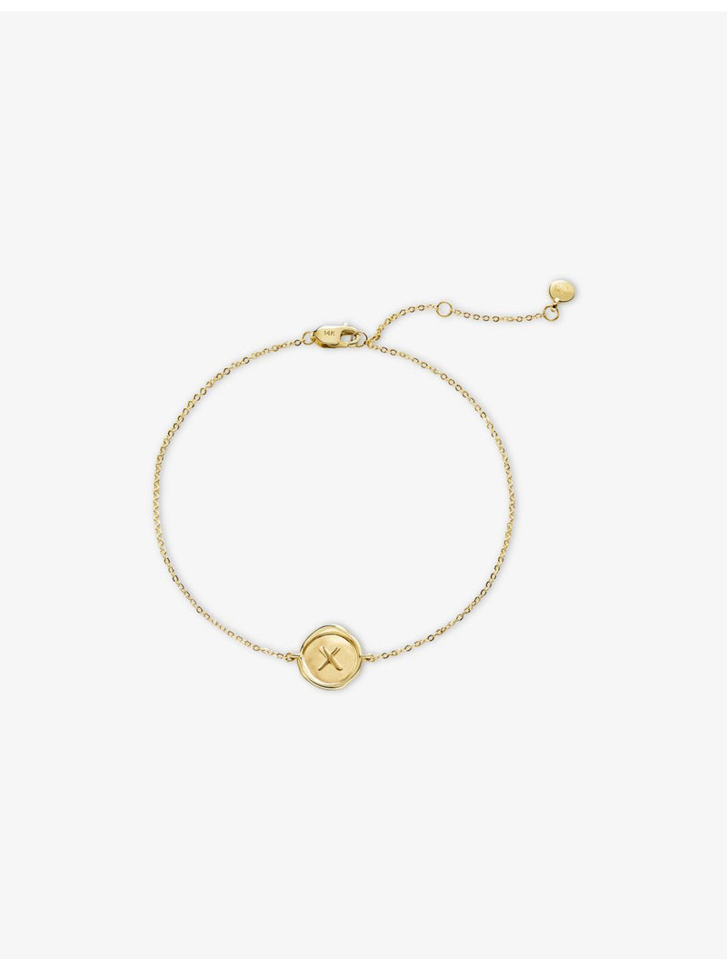 Monica Vinader Mini Initial X 14ct gold chain bracelet 16-19cm (British brand)