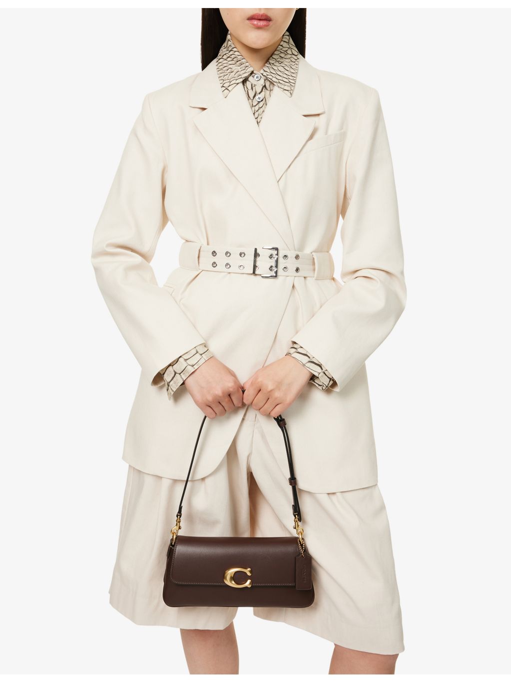Coach Jet leather shoulder bag with flap-over front (British brand)