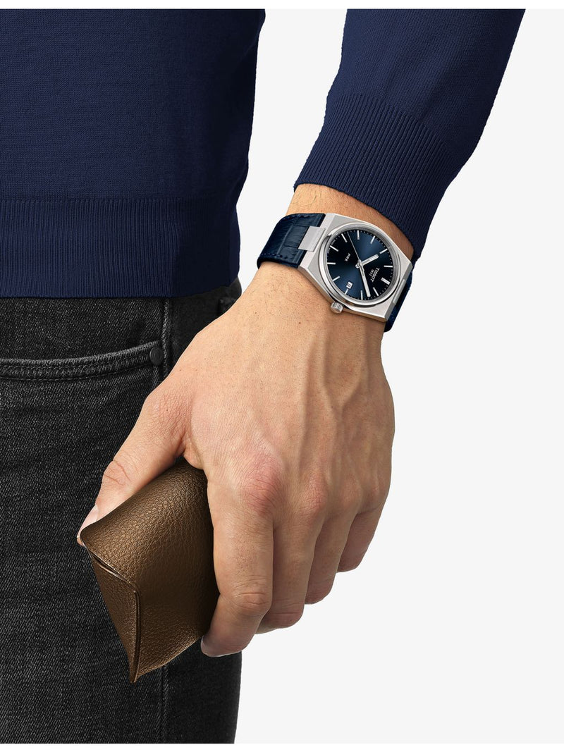 Tissot PRX stainless-steel and leather quartz watch 40mm (British brand)