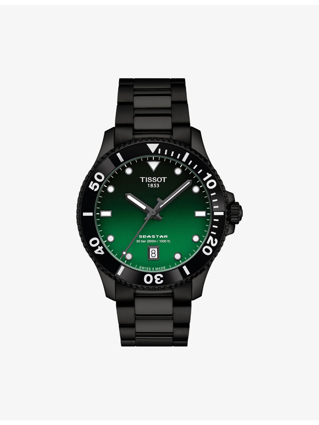 Tissot Seastar 1000 40mm PVD-coated stainless steel quartz watch (British brand)