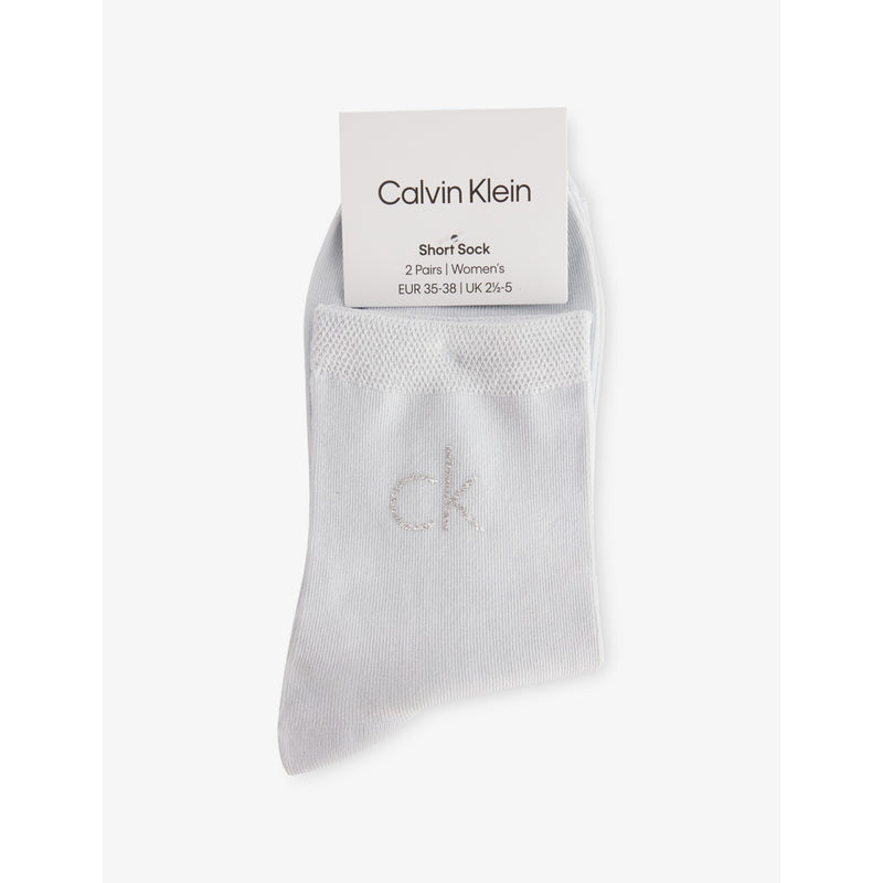 Branded Pack of Two Woven Socks - BLACK - EUR 35-38/2-5 UK WOMEN
