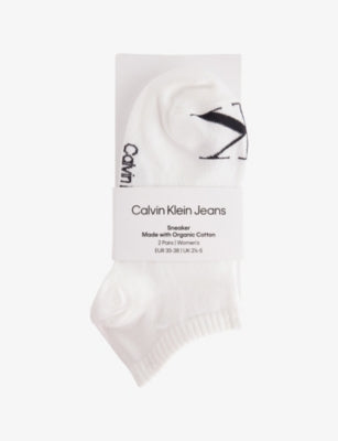 Calvin Klein Sneaker Brand-Print Pack of Two Stretch-Cotton Blend Socks