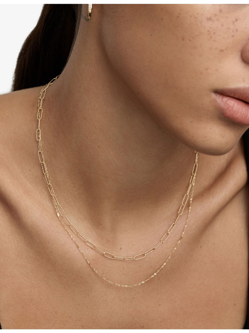 Monica Vinader textured 14ct yellow-gold necklace 45cm, UK version