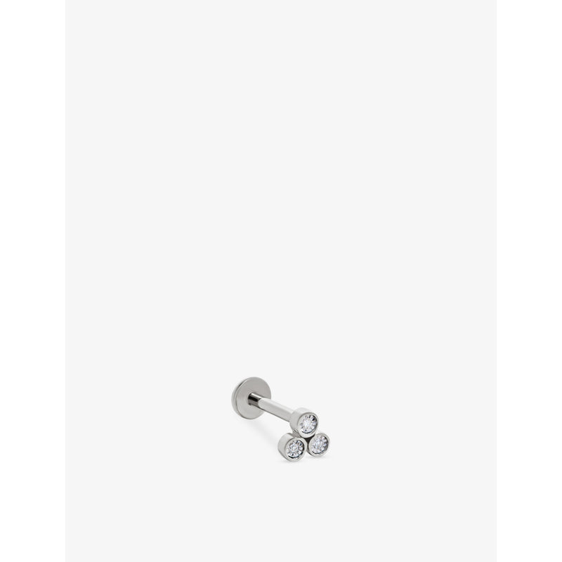 Monica Vinader diamond stud earring 14ct white gold 0.009ct - British product