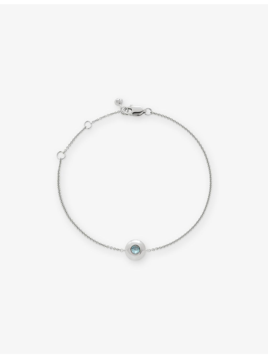 Monica Vinader sterling silver aquamarine chain bracelet, imported from the UK