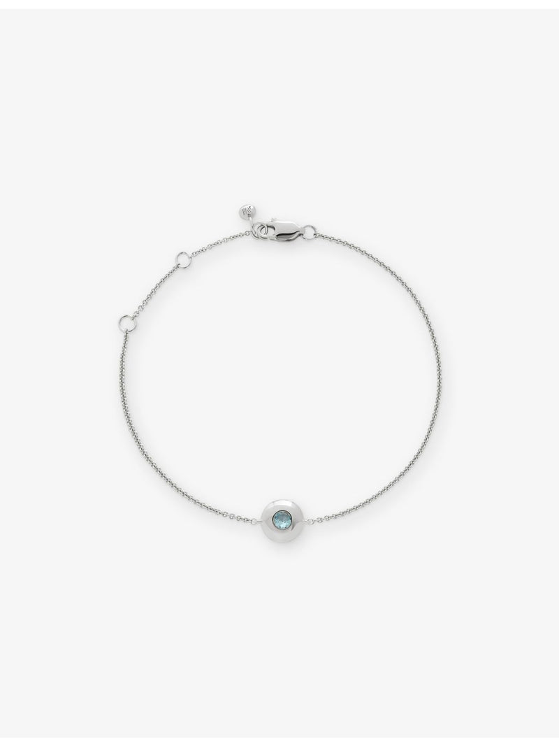 Monica Vinader sterling silver aquamarine chain bracelet, imported from the UK