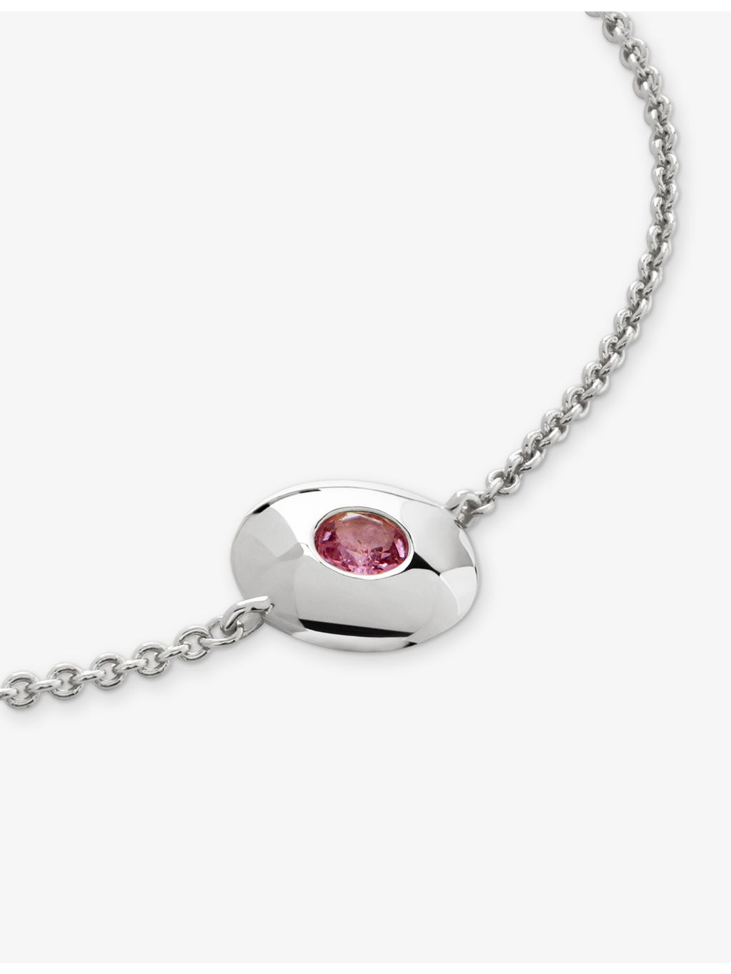 Monica Vinader sterling silver pink tourmaline birthstone bracelet, British brand