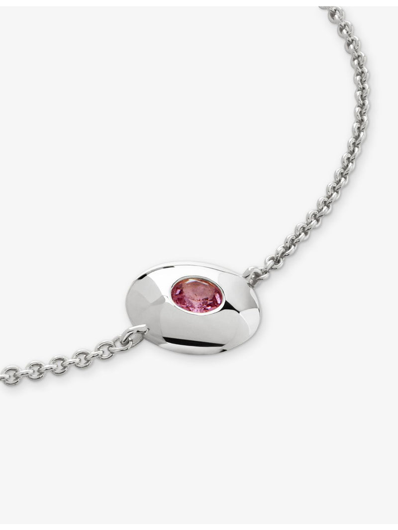 Monica Vinader sterling silver pink tourmaline birthstone bracelet, British brand