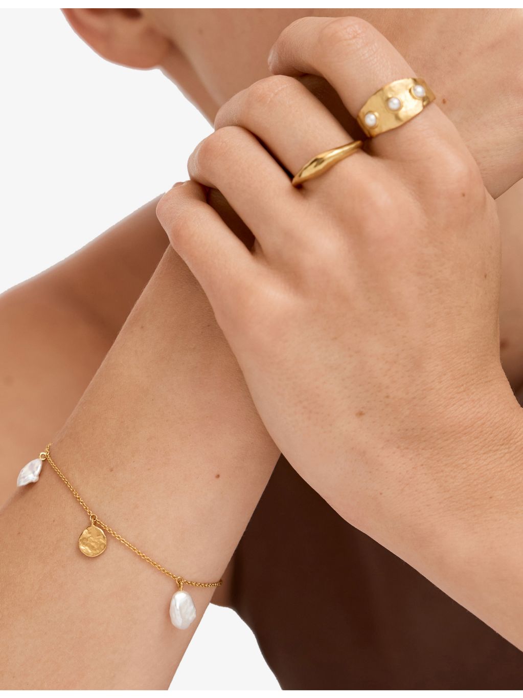 Monica Vinader keshi pearl bracelet 18ct gold vermeil, imported from the UK