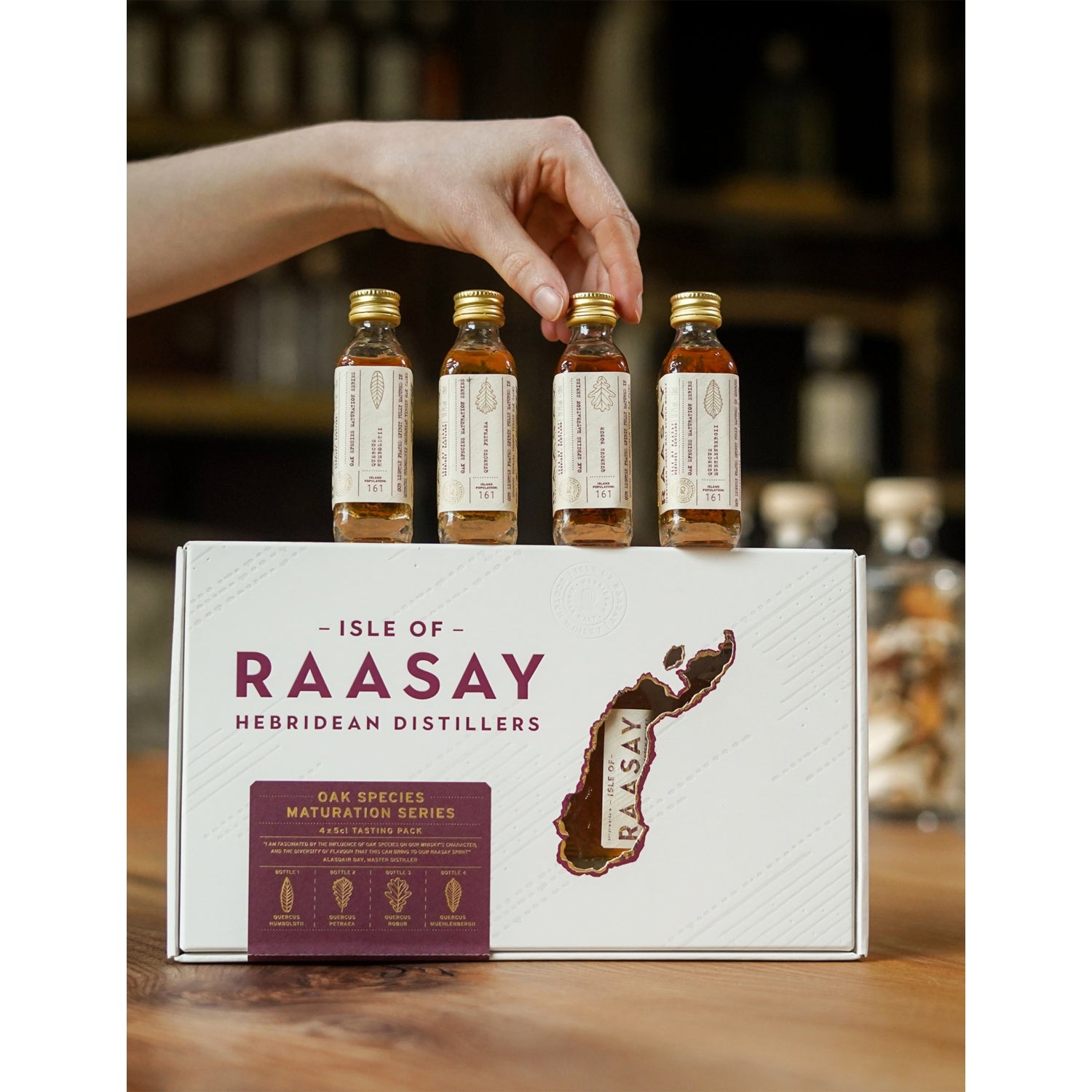 Isle of Raasay Oak Species whisky 4 x 50ml - British product