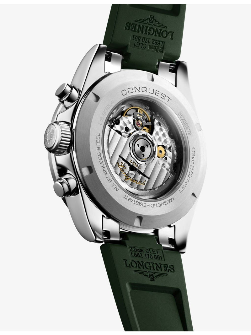 Longines Conquest Chronograph automatic watch, 42mm, stainless-steel and rubber - British product