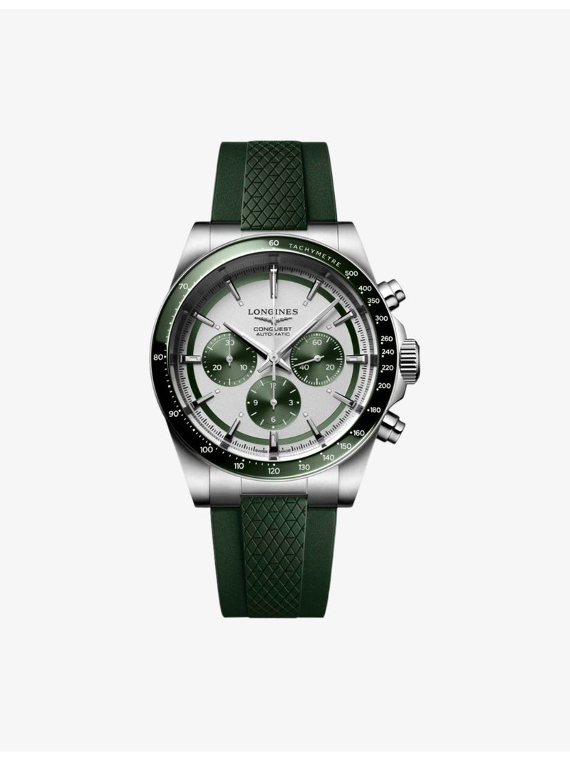 Longines Conquest Chronograph automatic watch, 42mm, stainless-steel and rubber - British product