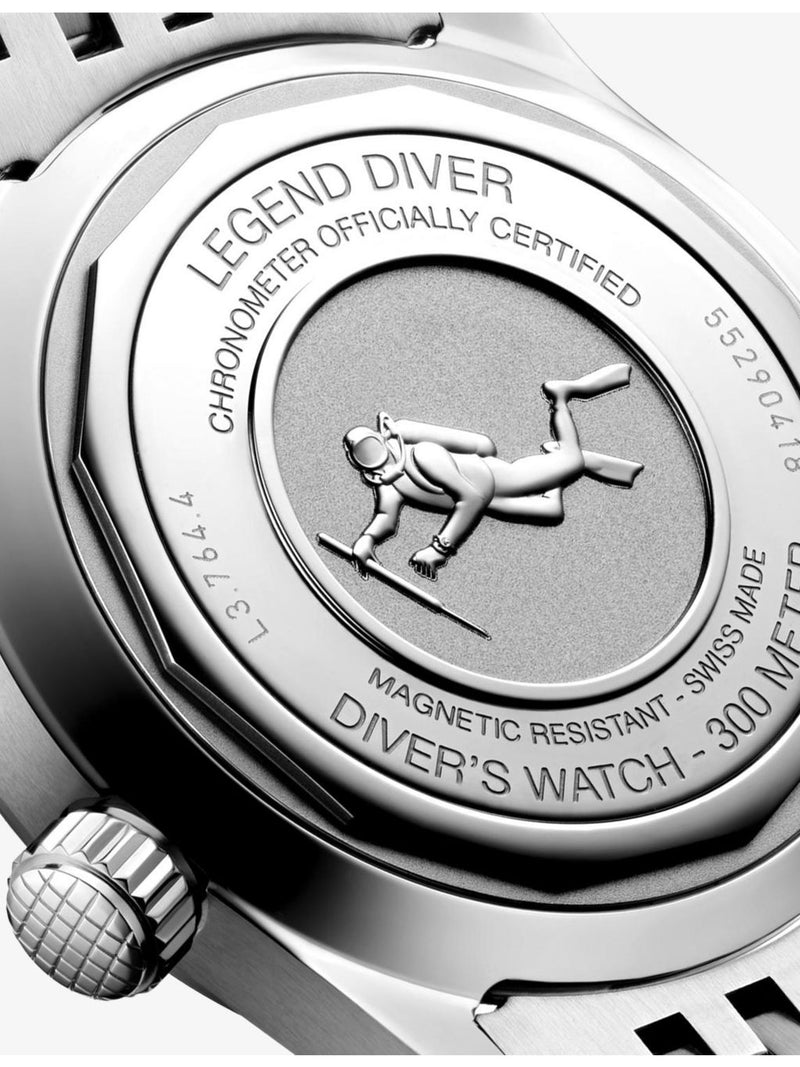 Longines Legend Diver automatic watch 39mm black dial, UK version