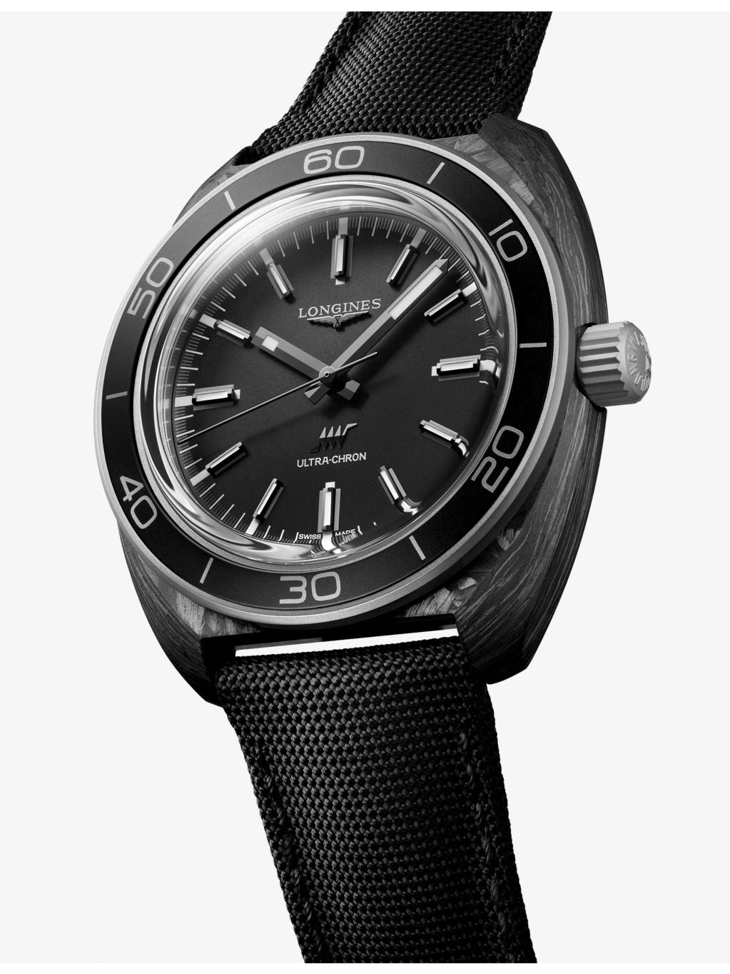 Longines Ultra-Chron automatic watch 43mm titanium carbon, imported from the UK