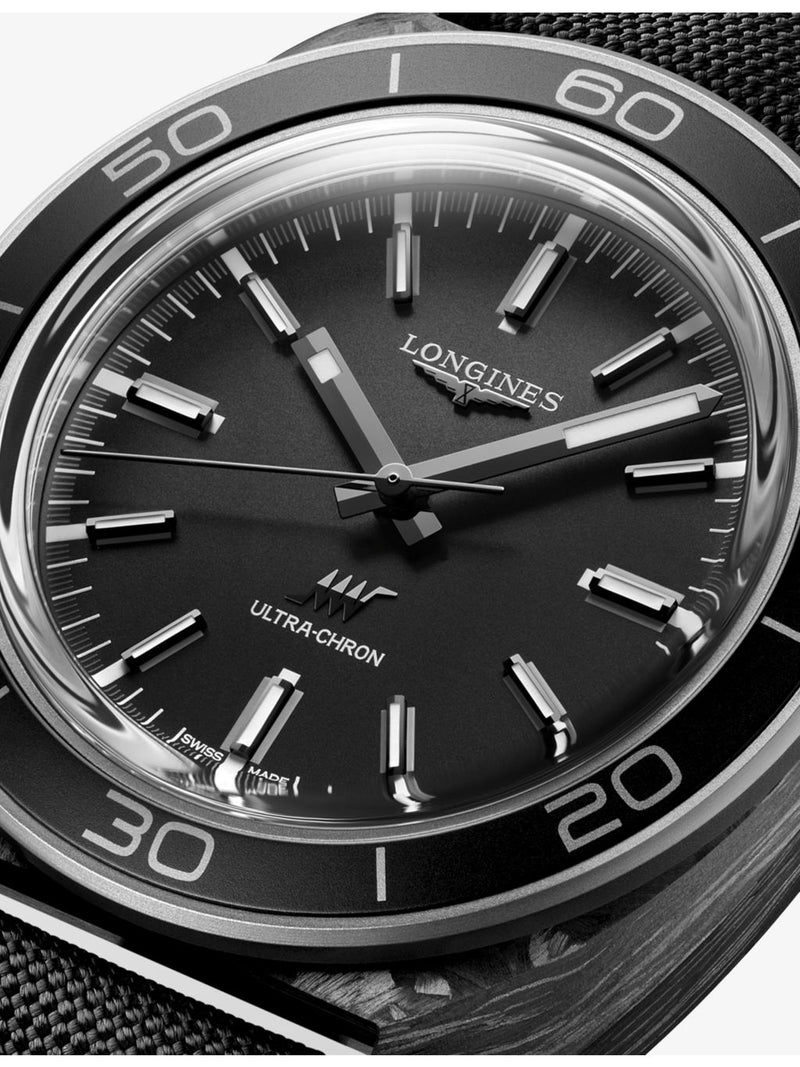 Longines Ultra-Chron automatic watch 43mm titanium carbon, imported from the UK