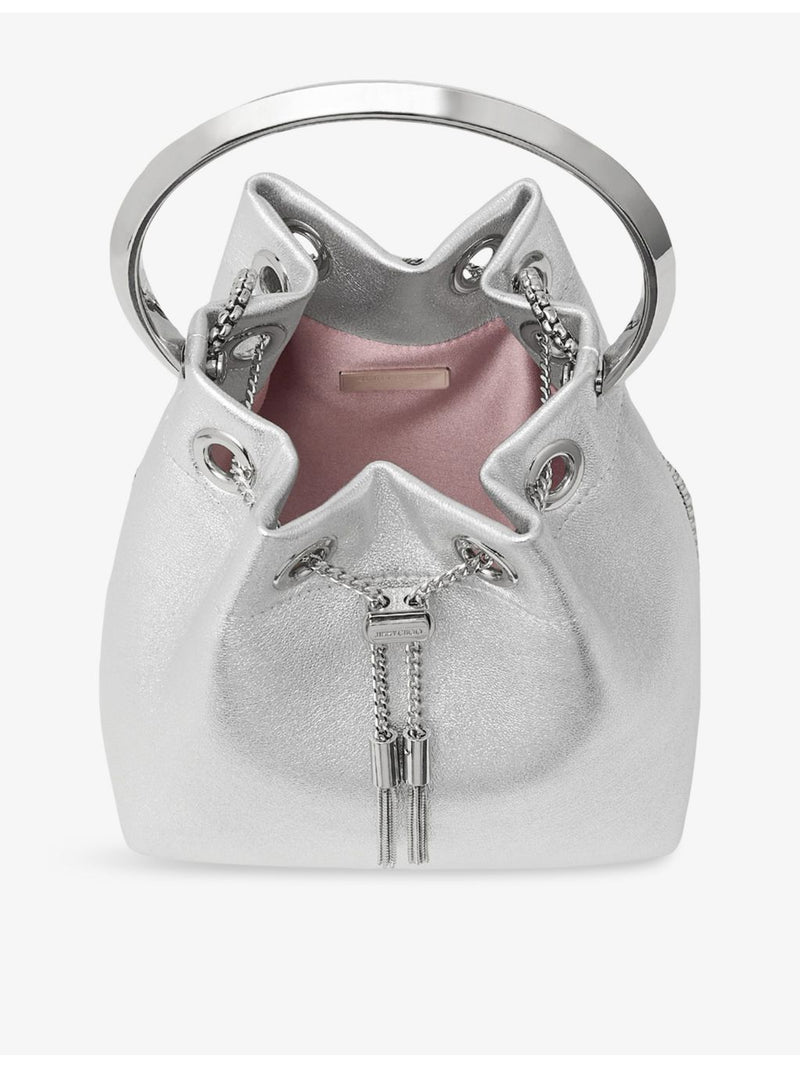 Jimmy Choo metallic leather top-handle bag, imported from the UK