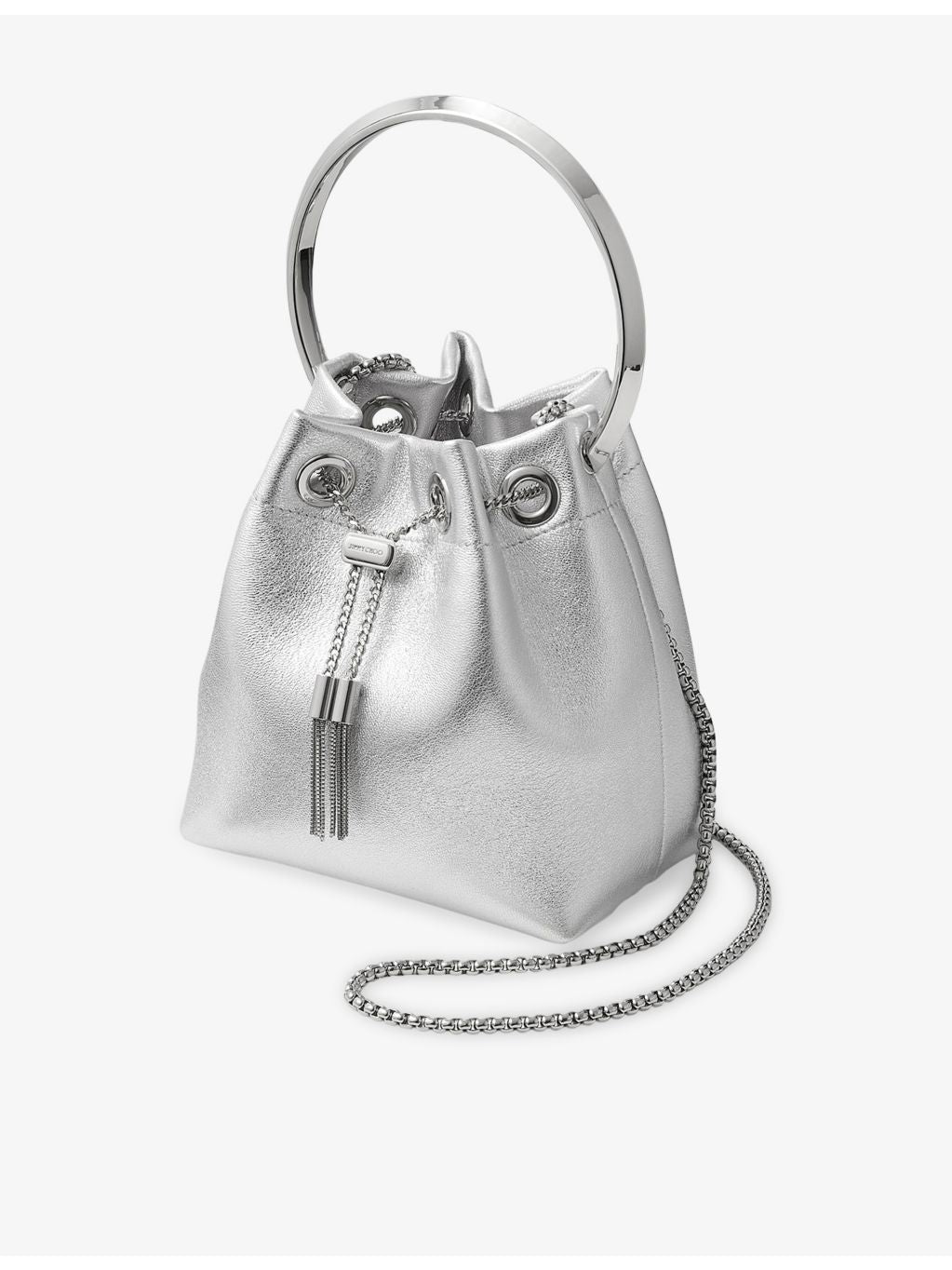 Jimmy Choo metallic leather top-handle bag, imported from the UK