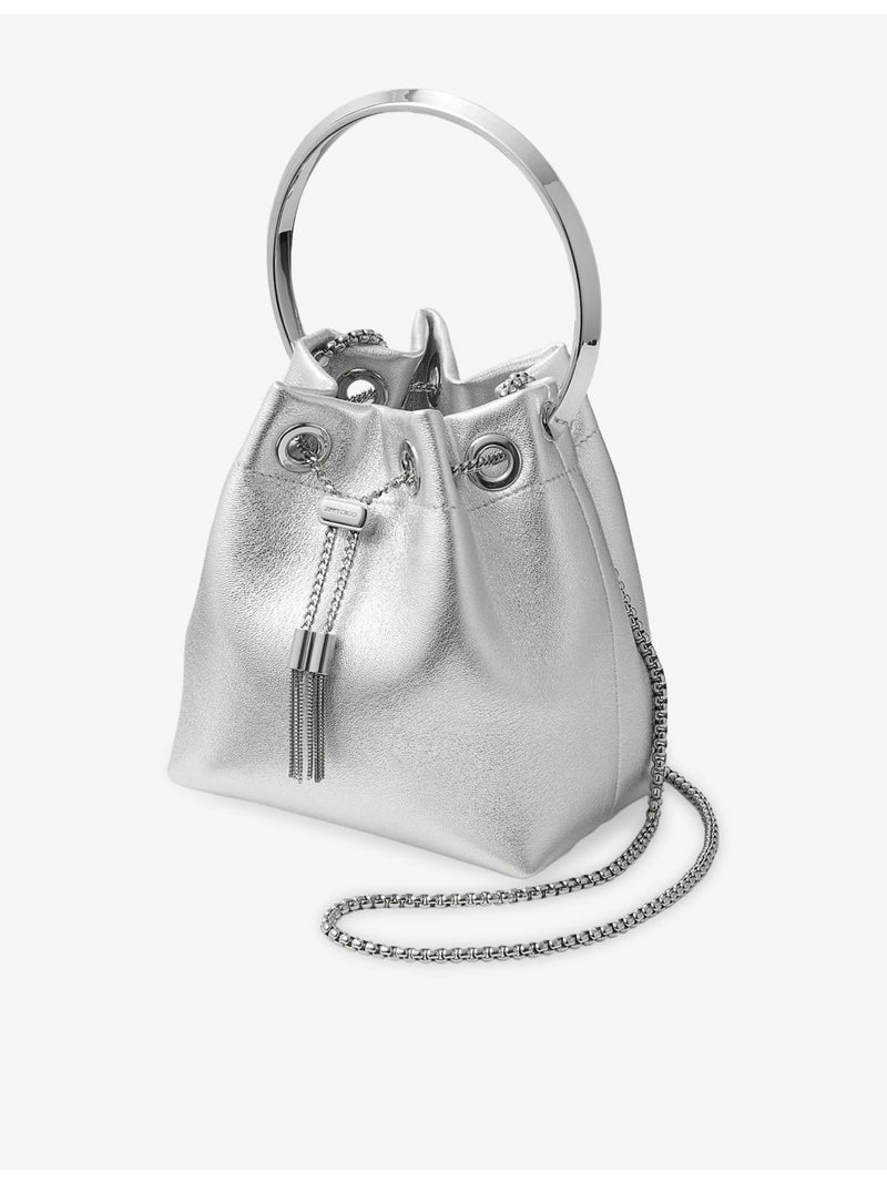 Jimmy Choo metallic leather top-handle bag, imported from the UK
