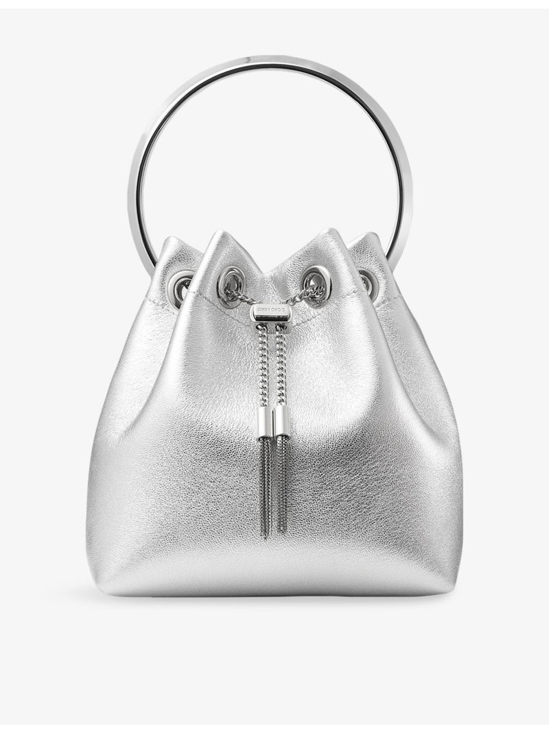 Jimmy Choo metallic leather top-handle bag, imported from the UK