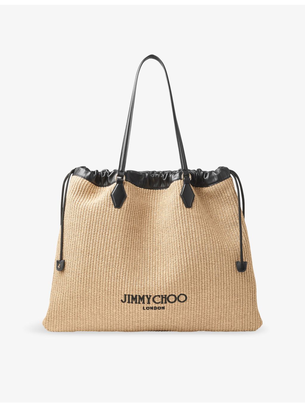 Jimmy Choo raffia and leather large tote bag - British product