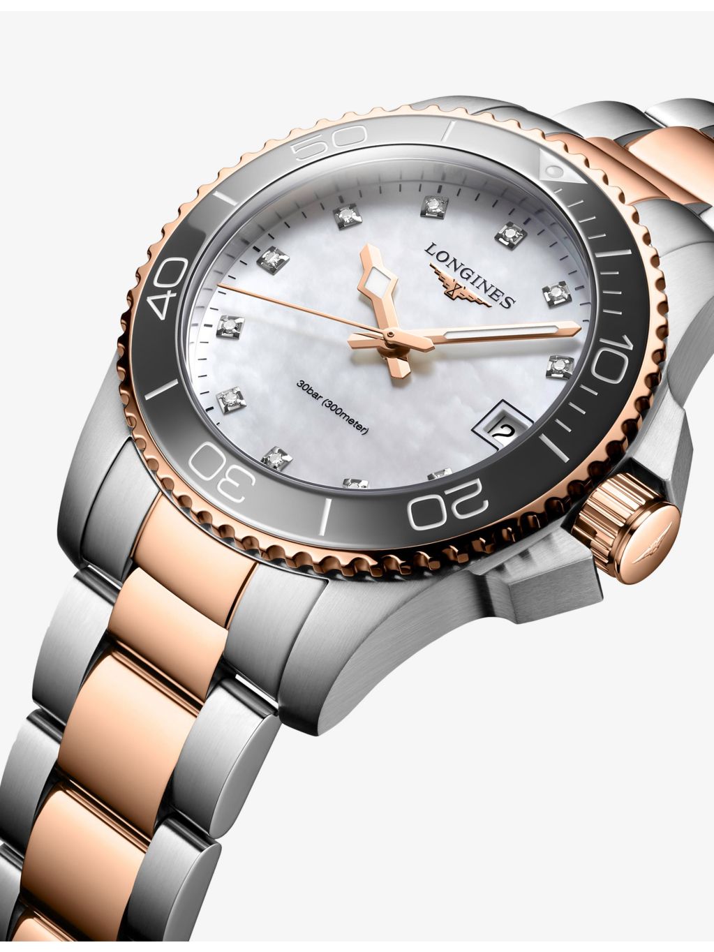 Longines diamond quartz watch 32mm rose PVD, imported from the UK