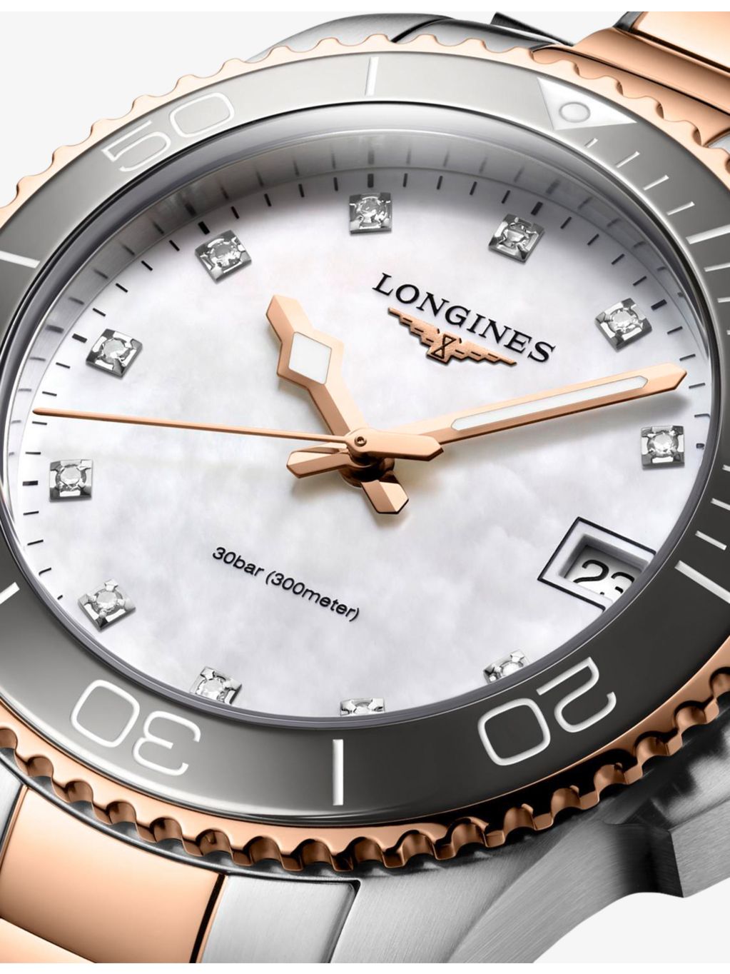 Longines diamond quartz watch 32mm rose PVD, imported from the UK