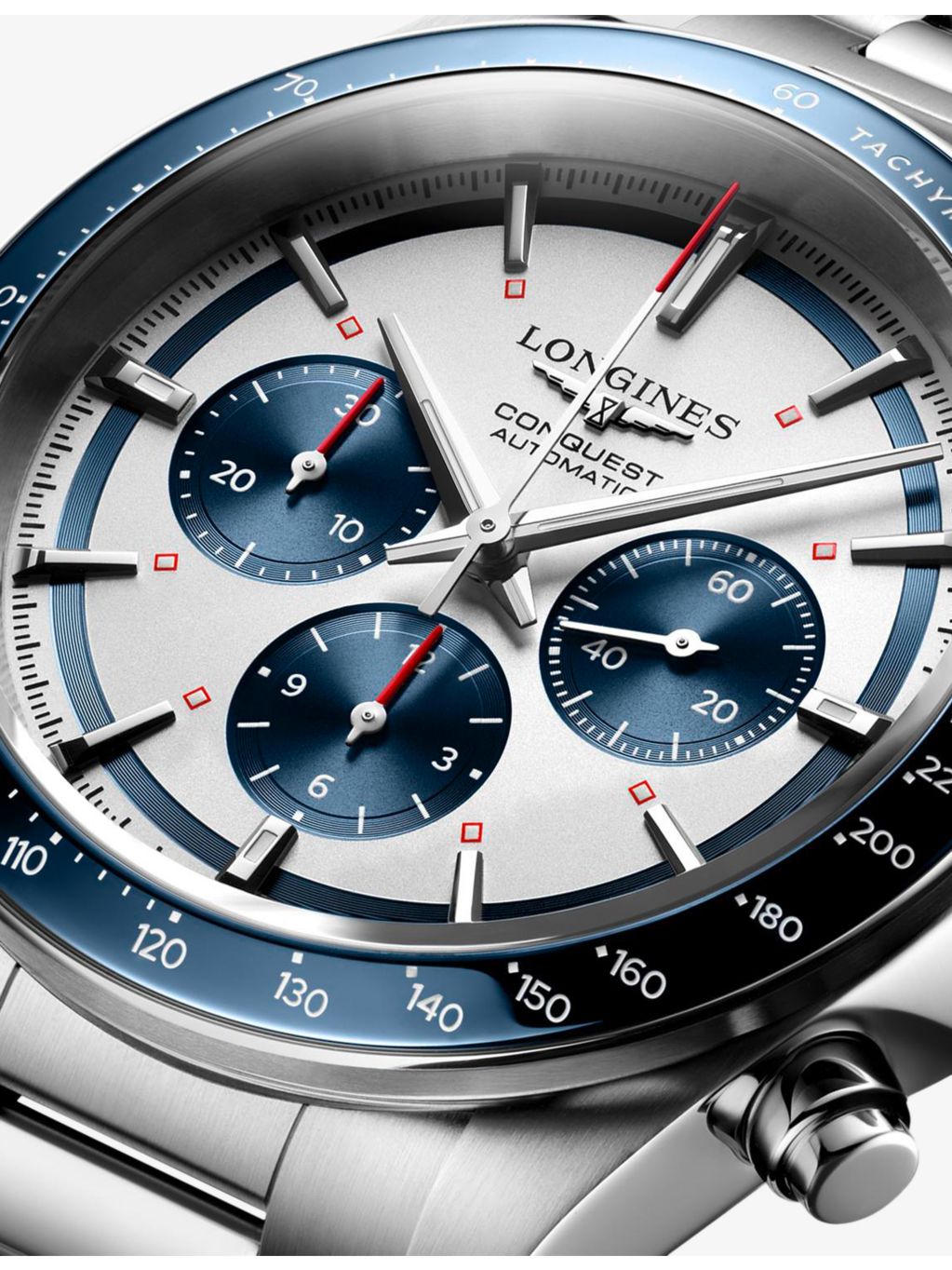 Longines Conquest Chronograph automatic watch stainless steel, imported from the UK