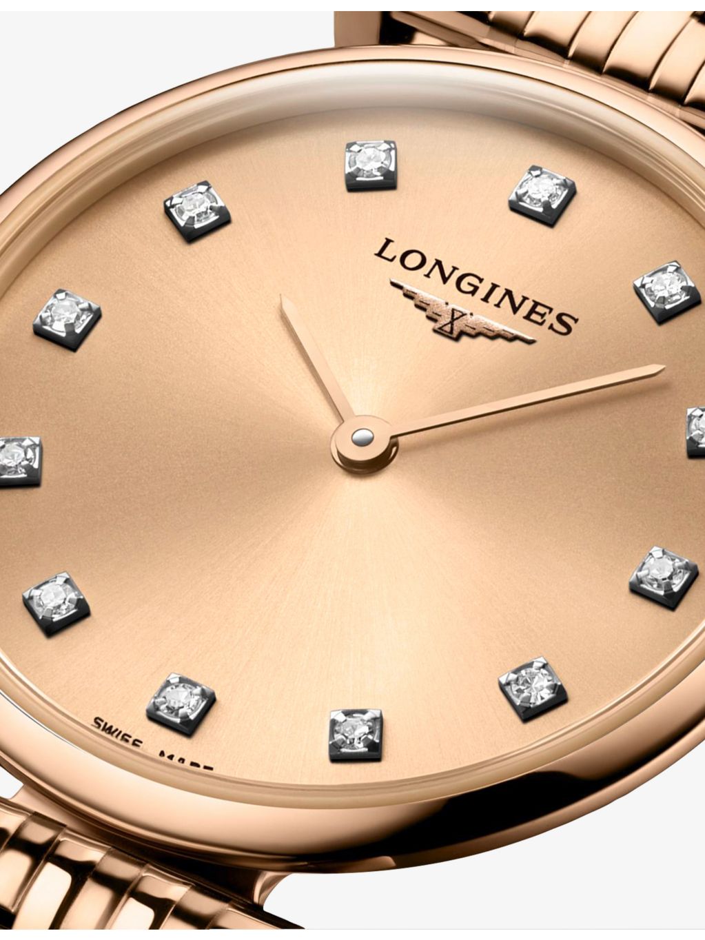 Longines rose PVD diamond quartz watch, 24mm - British product