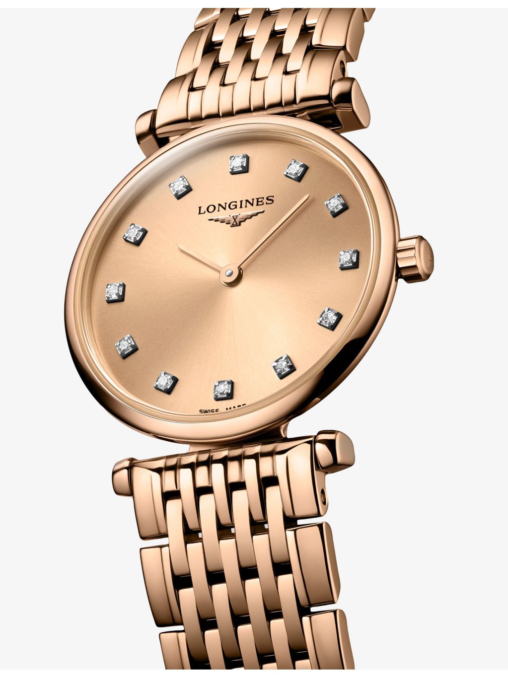 Longines rose PVD diamond quartz watch, 24mm - British product