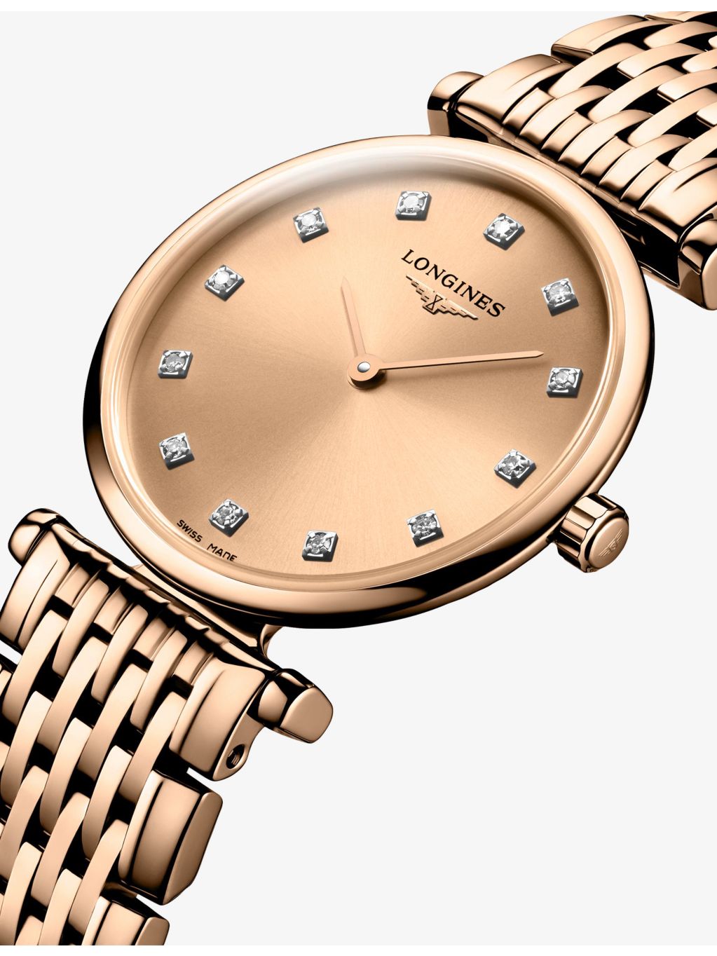 Longines rose PVD diamond quartz watch, 24mm - British product
