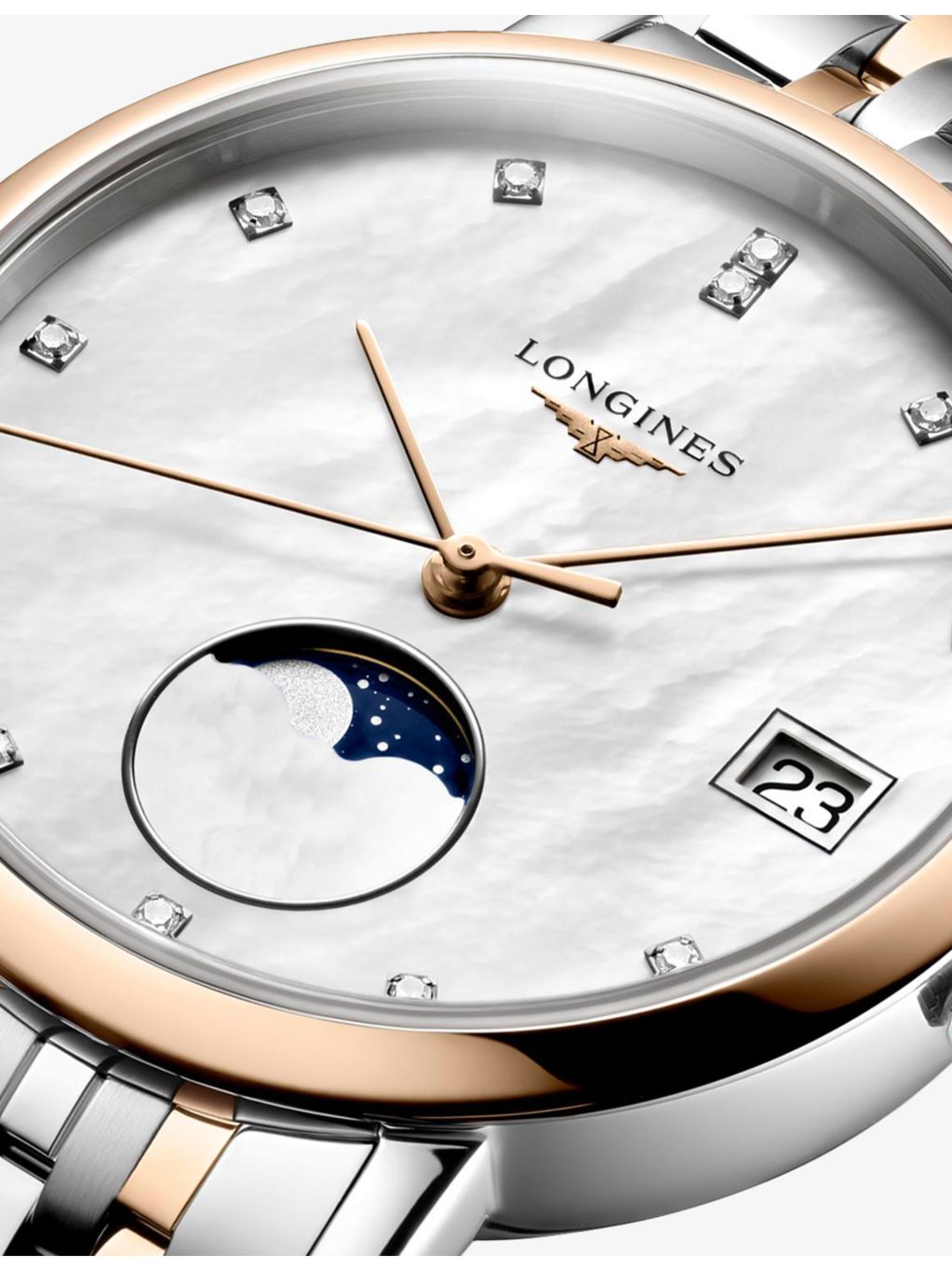 Longines Elegant moonphase watch rose gold diamond 30mm (British brand)