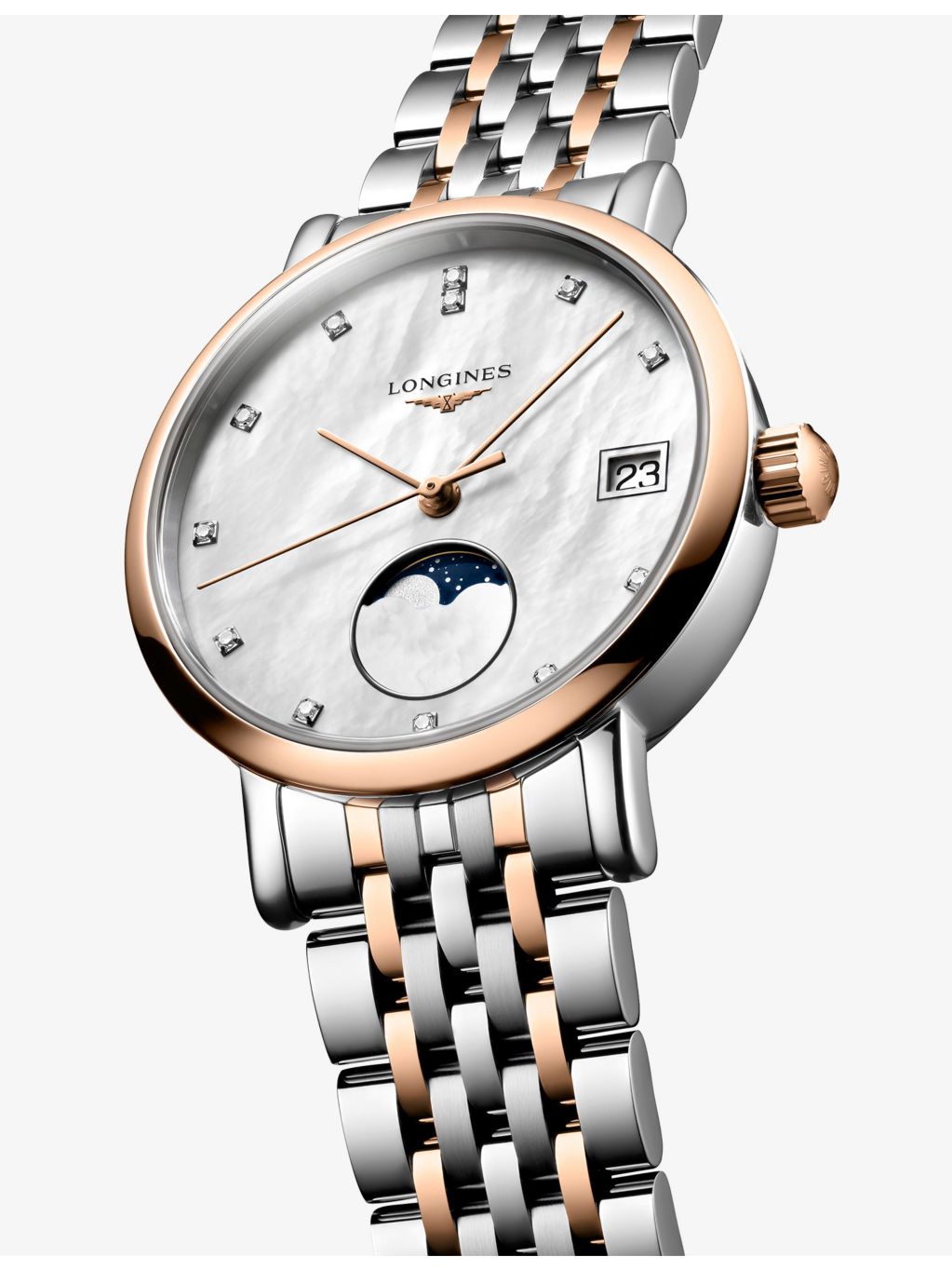 Longines Elegant moonphase watch rose gold diamond 30mm (British brand)