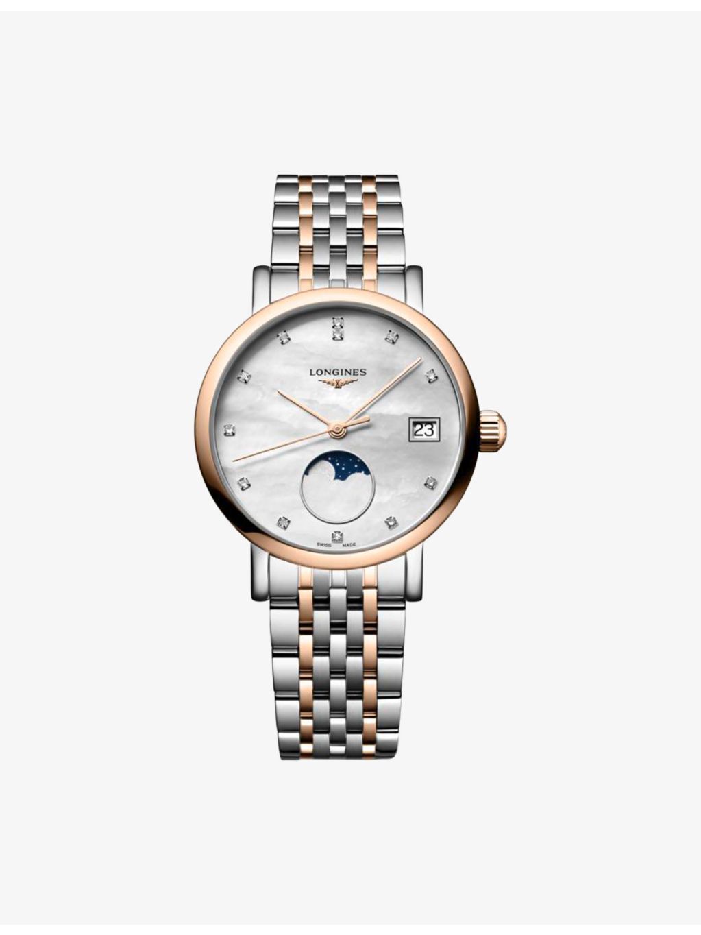 Longines Elegant moonphase watch rose gold diamond 30mm (British brand)