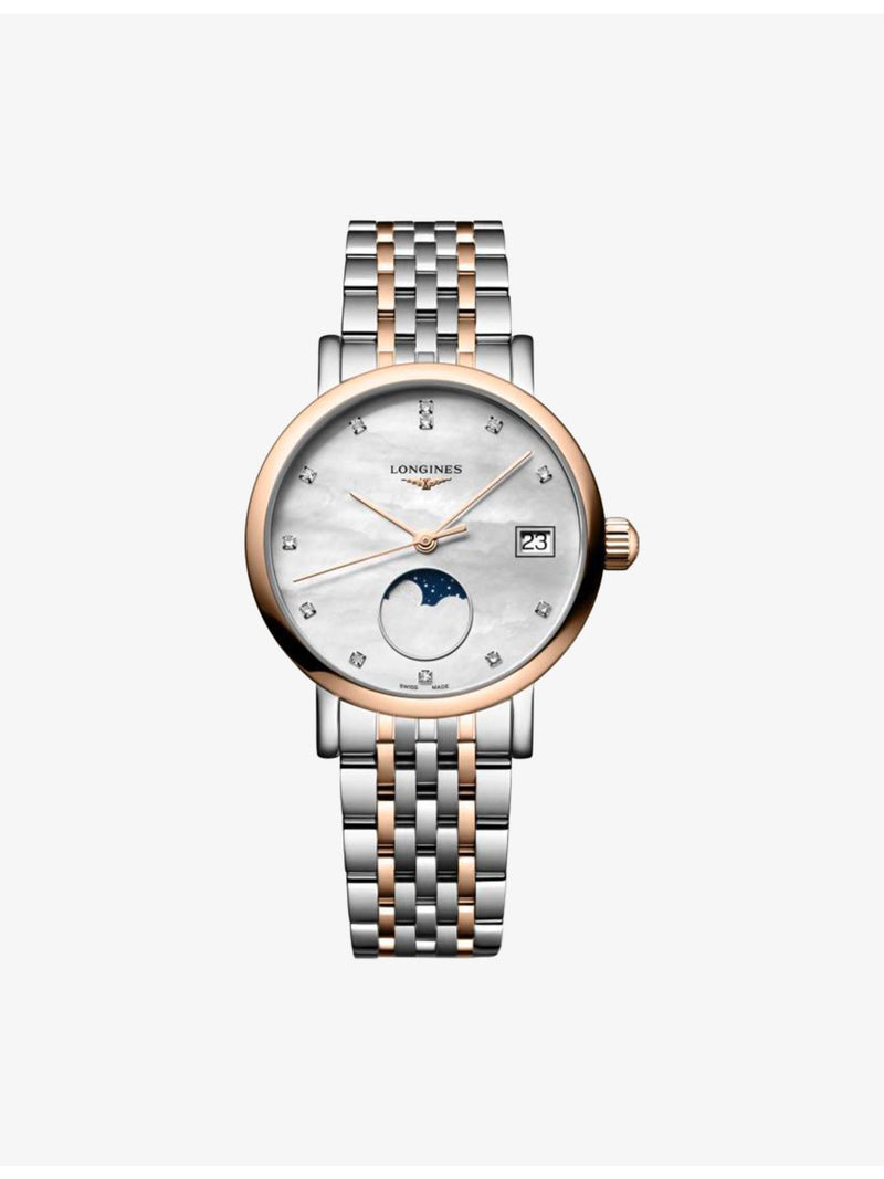 Longines Elegant moonphase watch rose gold diamond 30mm (British brand)