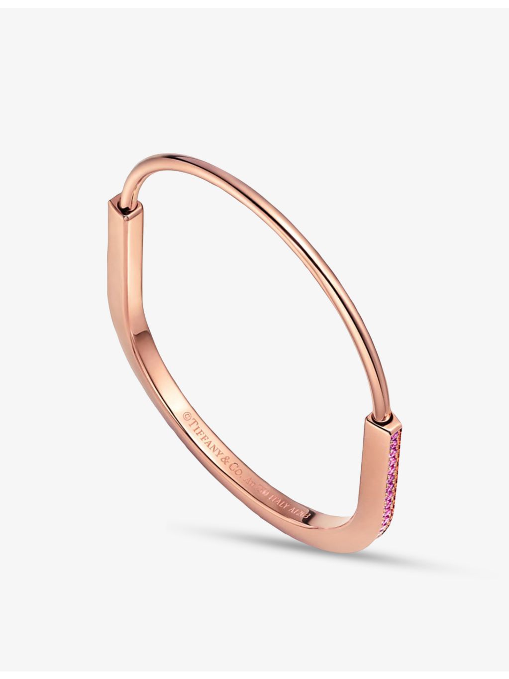 Tiffany Lock bangle 18ct rose gold 1.03ct sapphire (British brand)