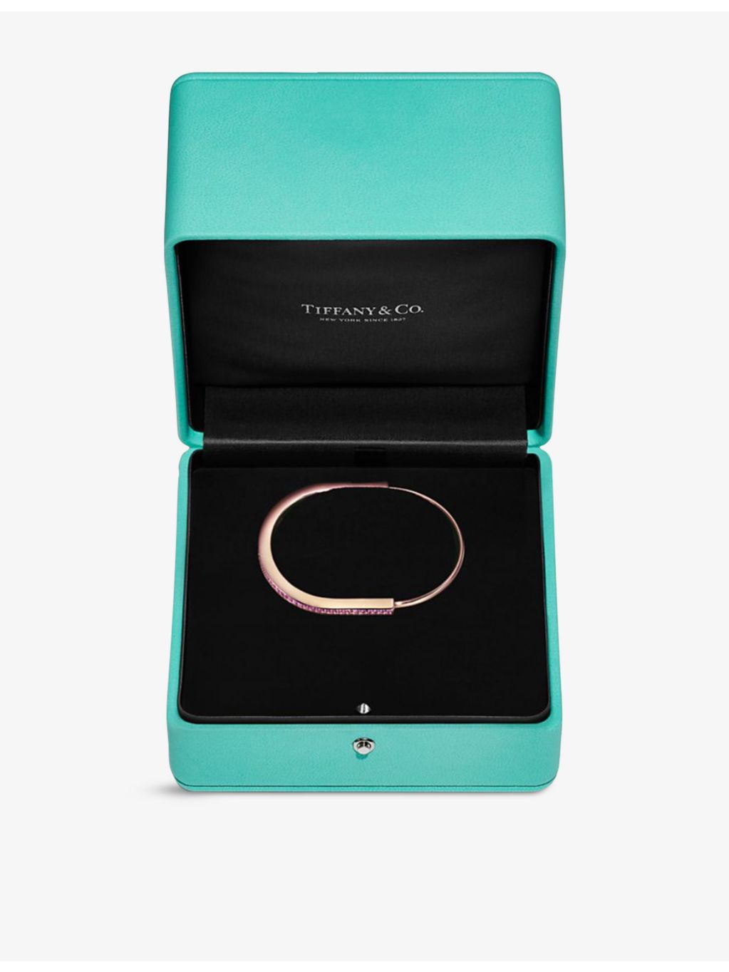 Tiffany Lock bangle 18ct rose gold 1.03ct sapphire (British brand)