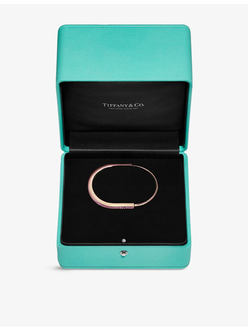 Tiffany Lock bangle 18ct rose gold 1.03ct sapphire (British brand)