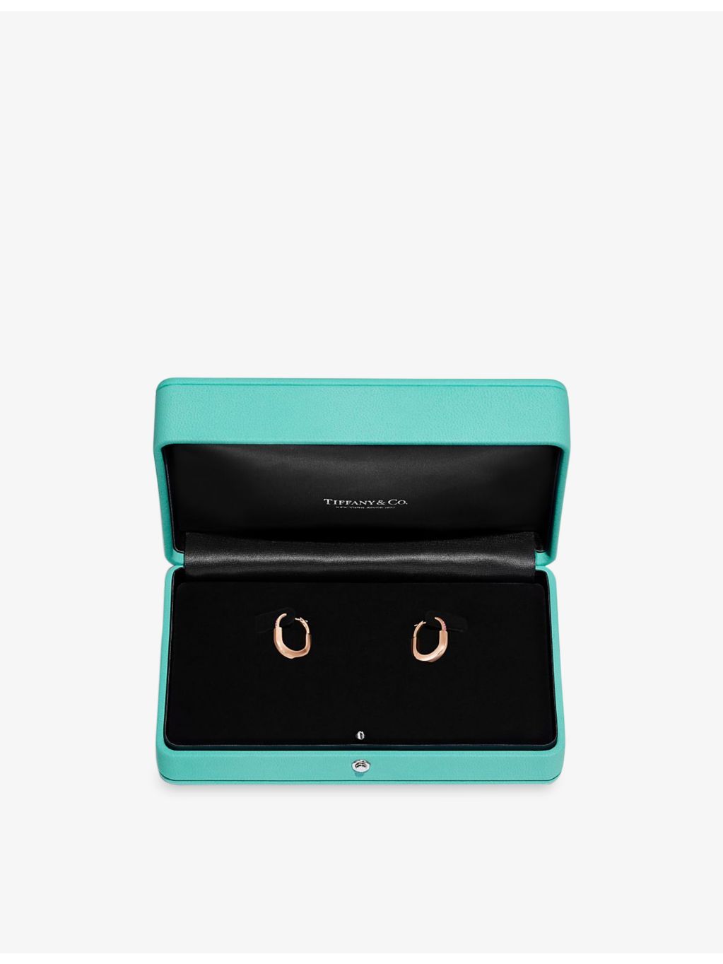 Tiffany Lock small earrings 18ct rose-gold with pink sapphires, imported from the UK
