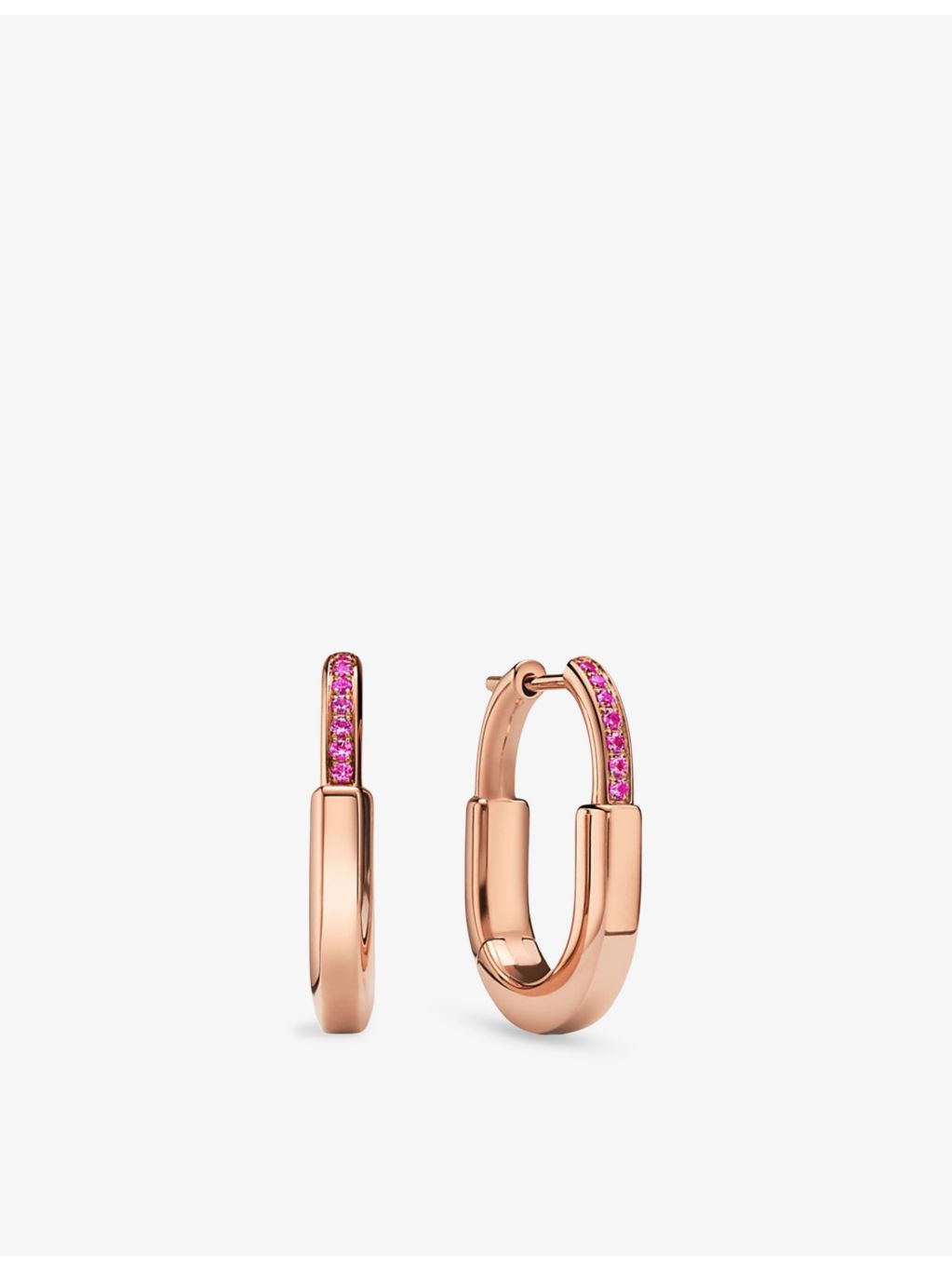 Tiffany Lock small earrings 18ct rose-gold with pink sapphires, imported from the UK