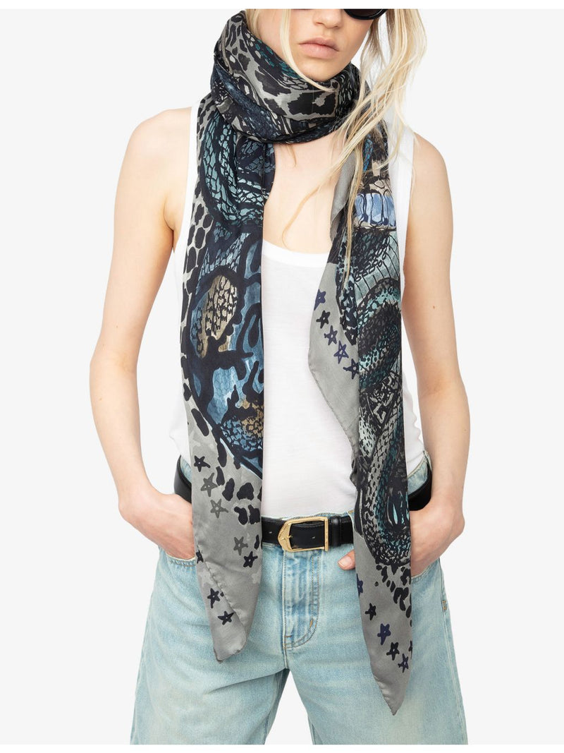 Zadig & Voltaire Billie snake-print viscose silk scarf (British brand)