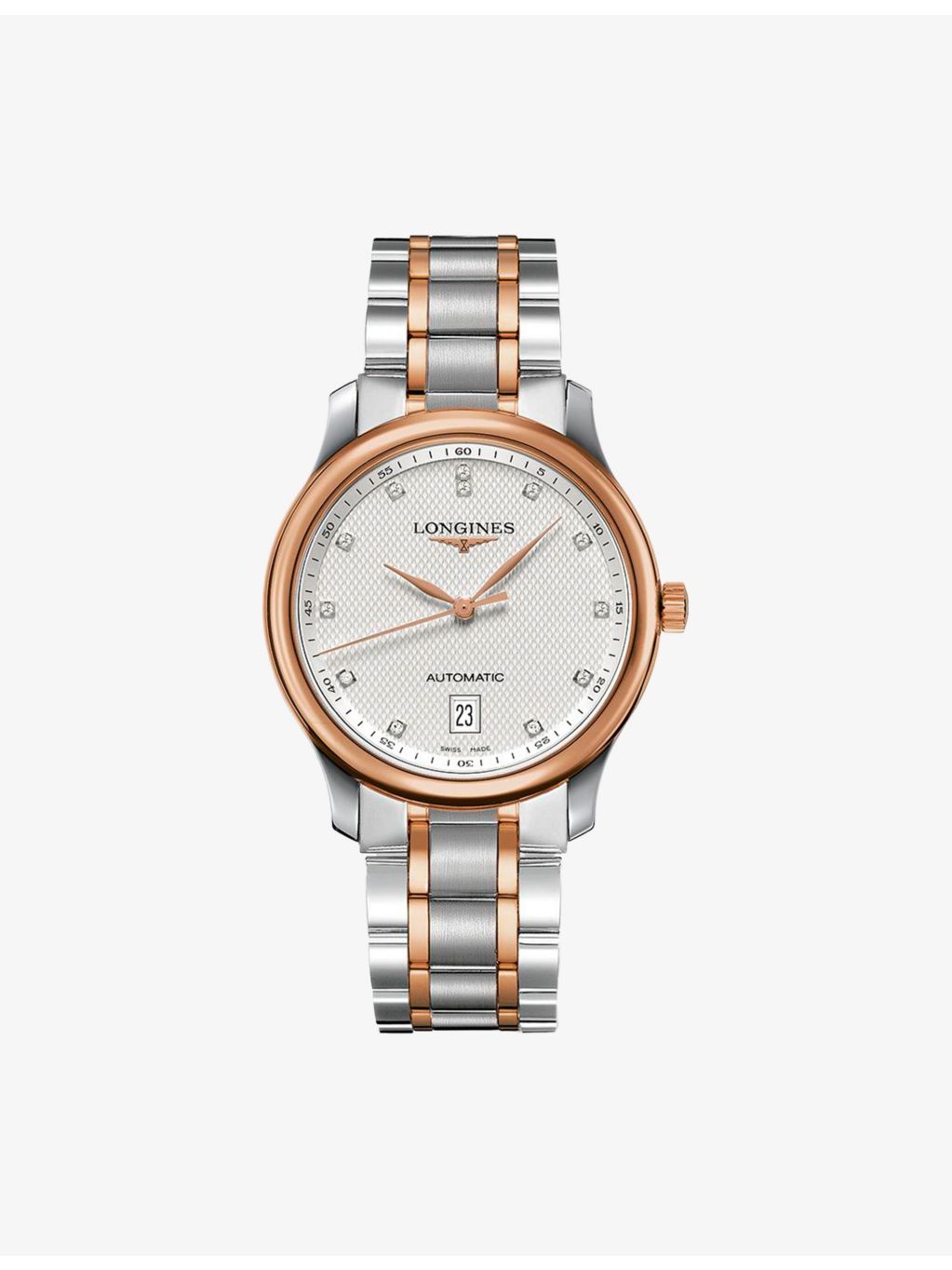 Longines Master Collection rose gold watch with diamond-set dial, UK version