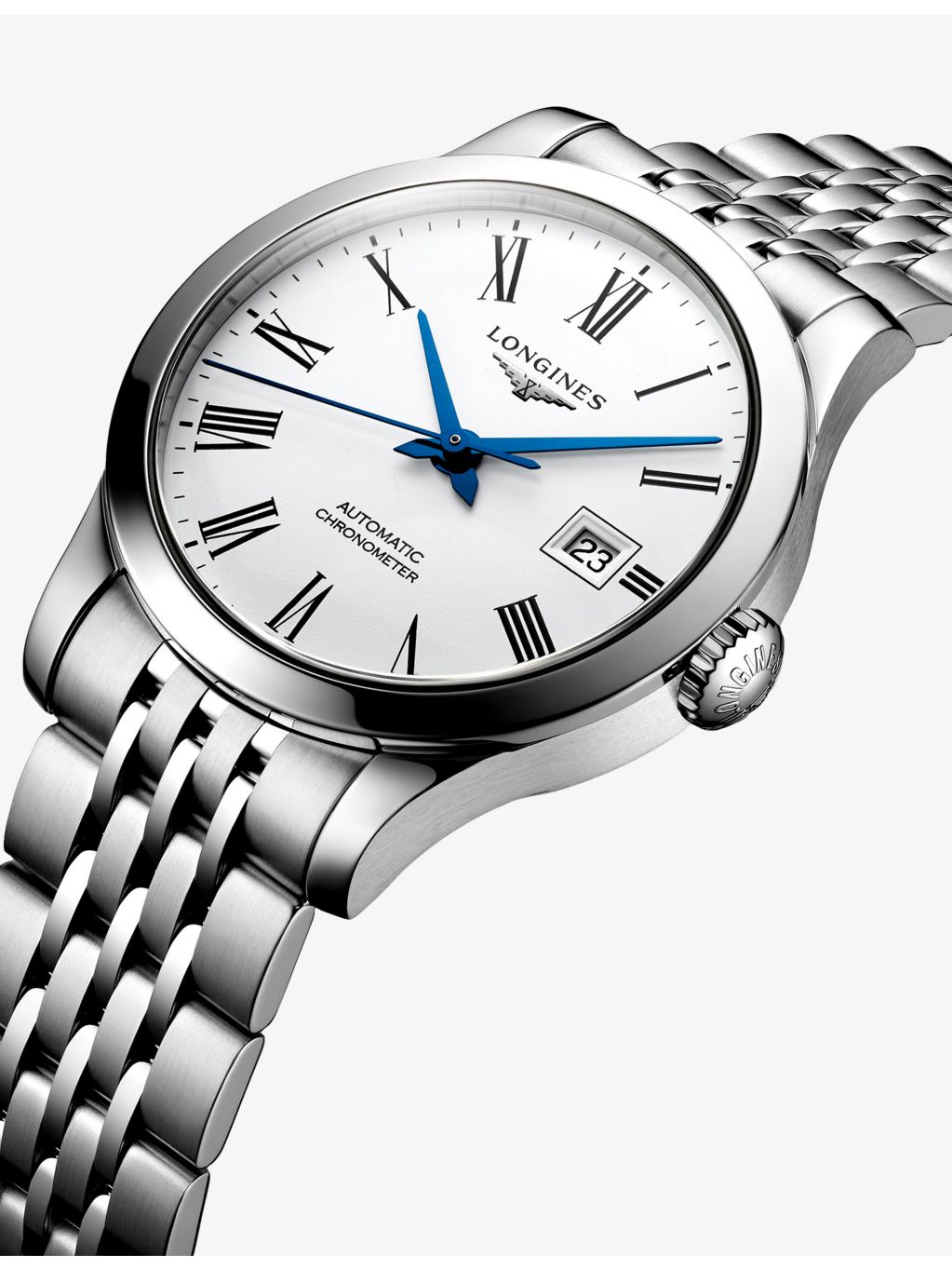 Longines Record 30mm stainless steel automatic watch, UK version