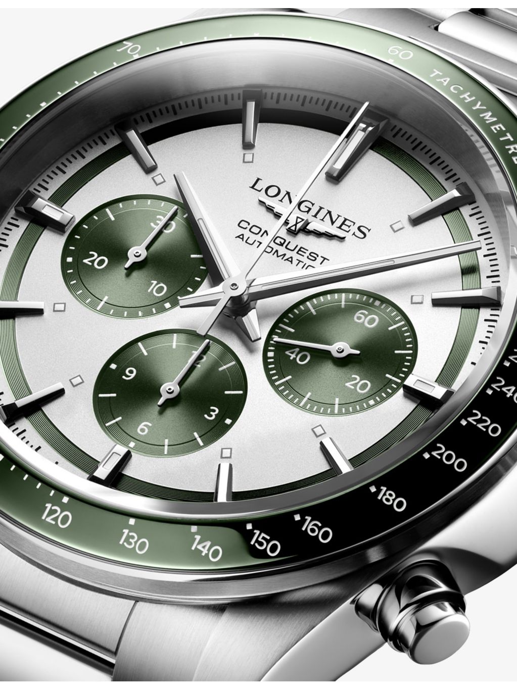Longines Conquest Chronograph automatic watch green dial 42mm - British product