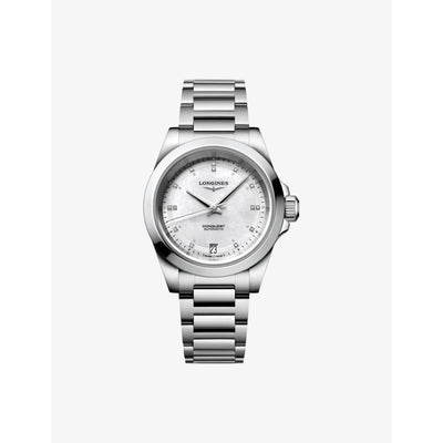 selfridges Longines Conquest Stainless-Steel and 0.035ct Diamond Automatic Watch- Buy online at McGrocer