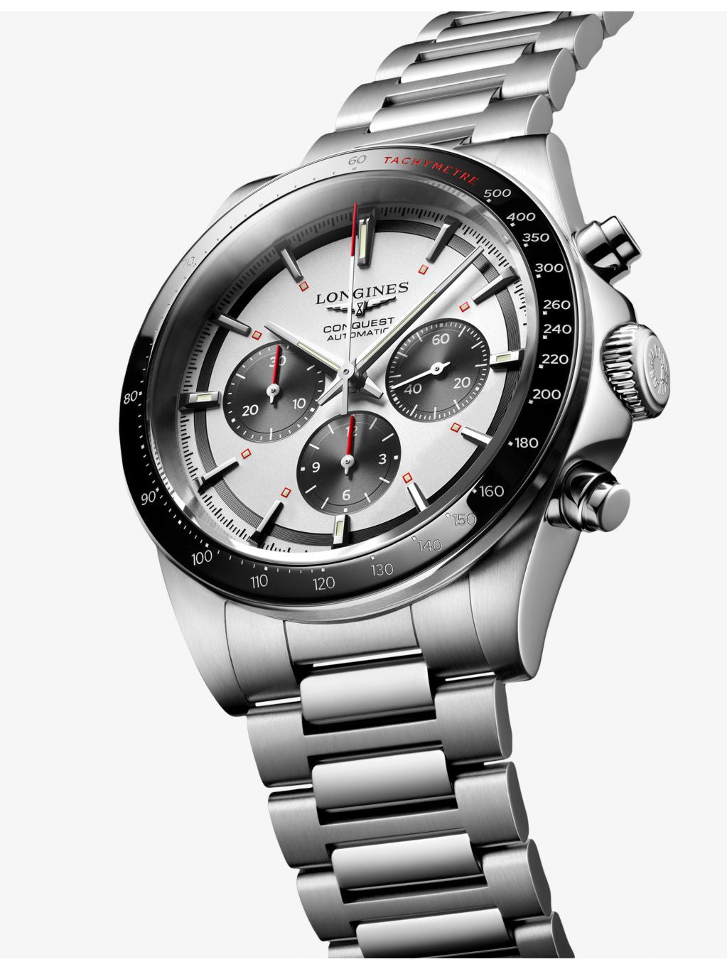 Longines Conquest Chronograph stainless-steel watch 42mm, imported from the UK