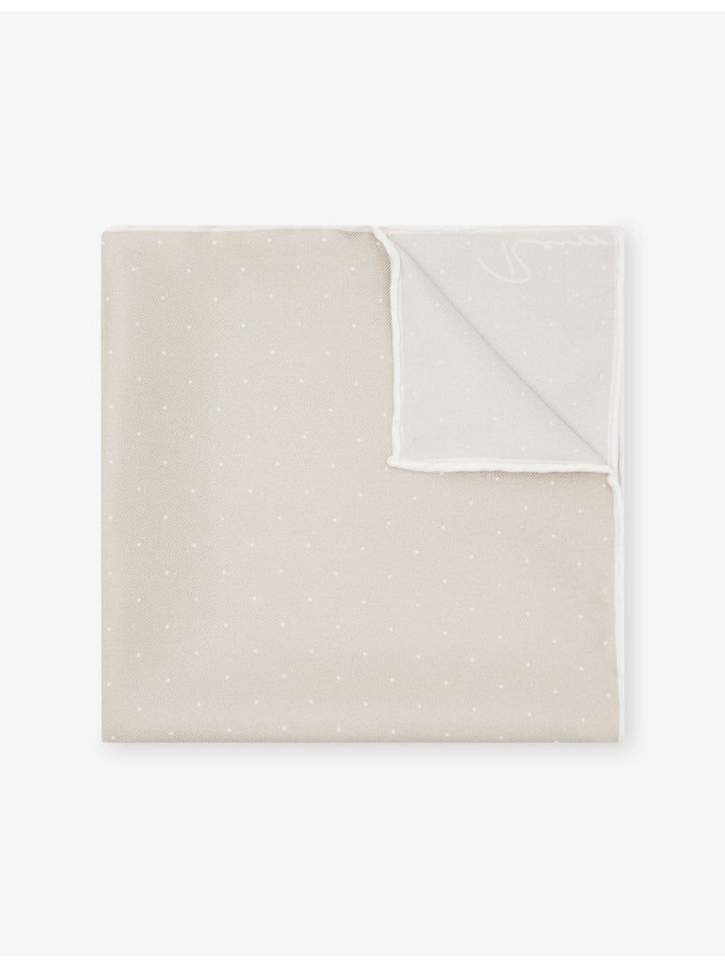 Reiss polka-dot silk pocket square 32cm (British brand)