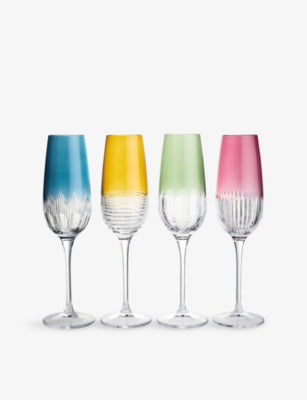 Waterford crystal flutes mixed designs set of four - British product