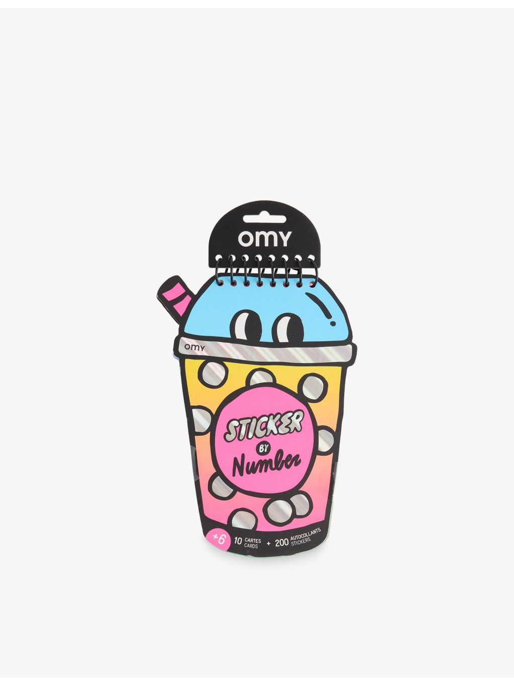 OMY bubble tea sticker notebook with holographic stickers, imported from the UK