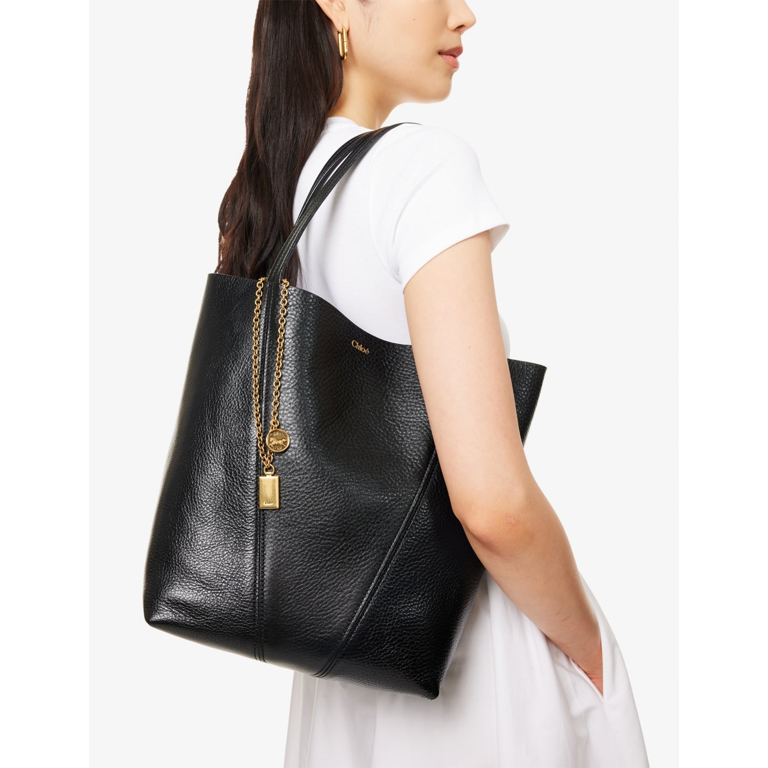 Chloe Spin Medium leather tote bag, imported from the UK